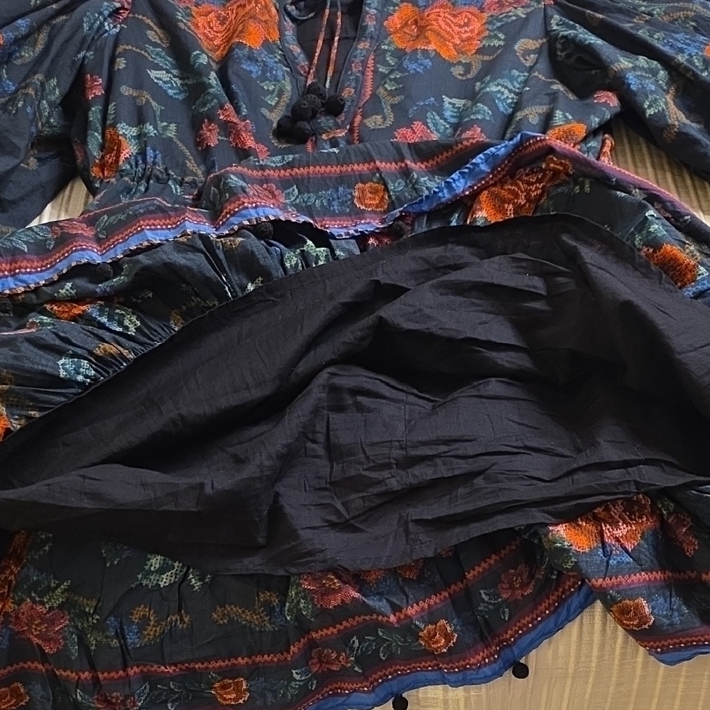FARM Rio Black Floral Tapestry Mini Dress with Red Roses - Picture 13 of 16